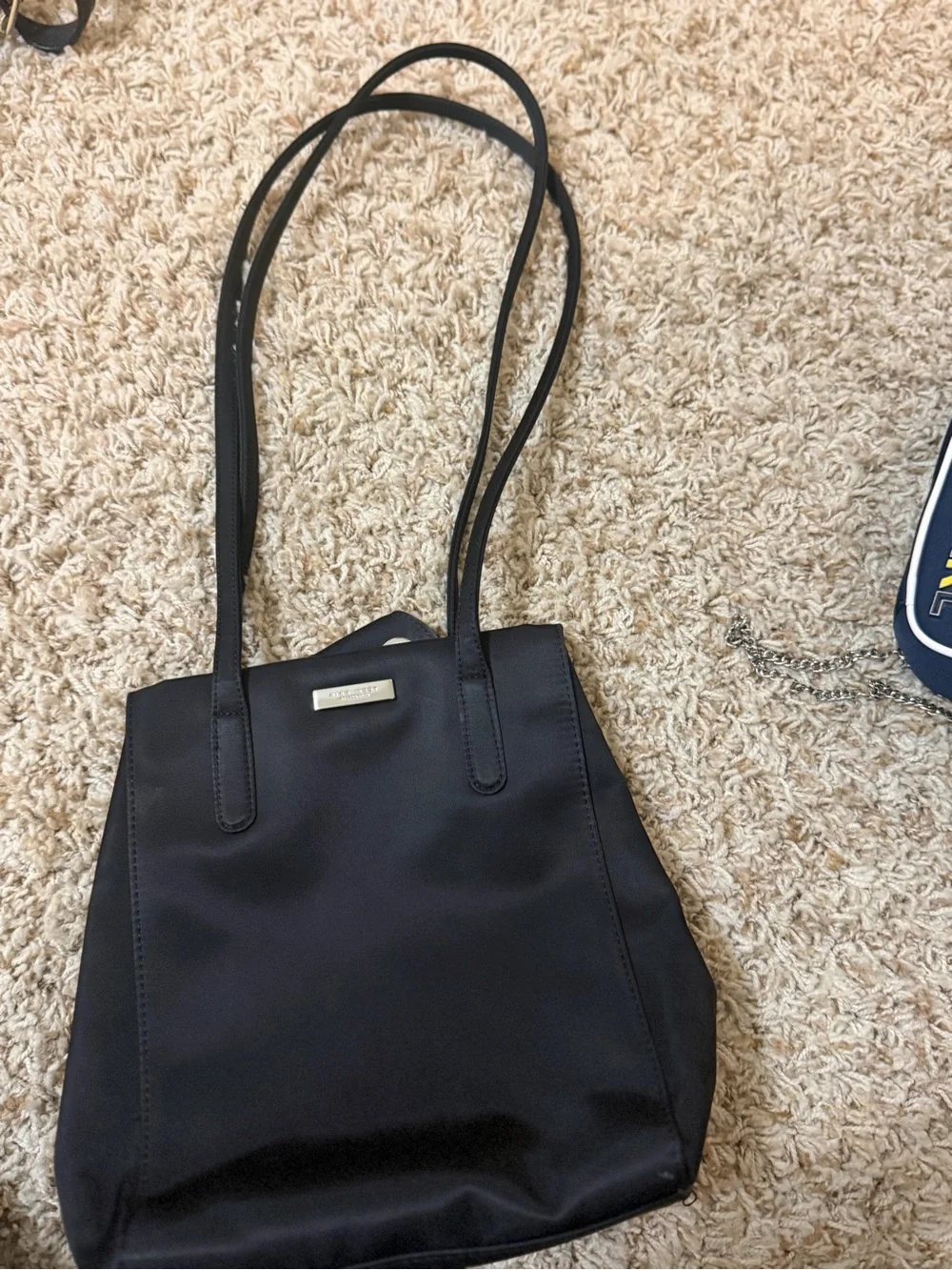 Nine West Black Shoulder Tote with Slim Straps