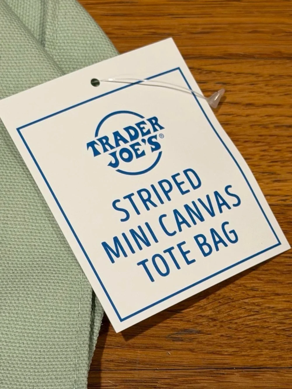 Trader Joe’s Striped Green Cream Canvas Mini Tote NWT