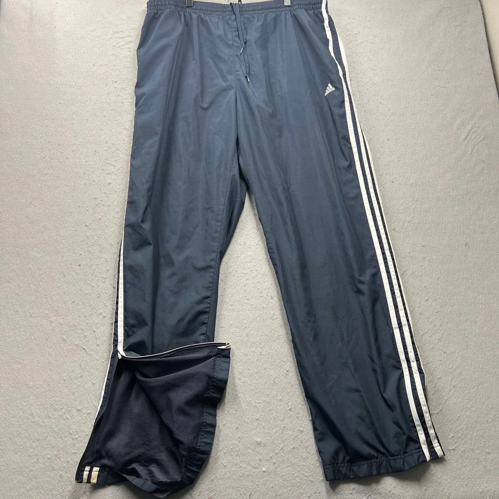 Adidas Mens XL Navy Blue ClimaProof Mesh Lined Track Pants‎ 3 Stripe AZF001