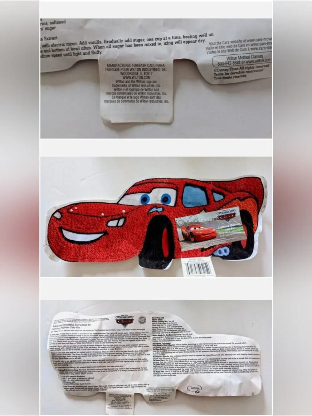 Wilton Disney Lightning McQueen Cake Pan, Cars Movie Disney 2105-6400 Used Once