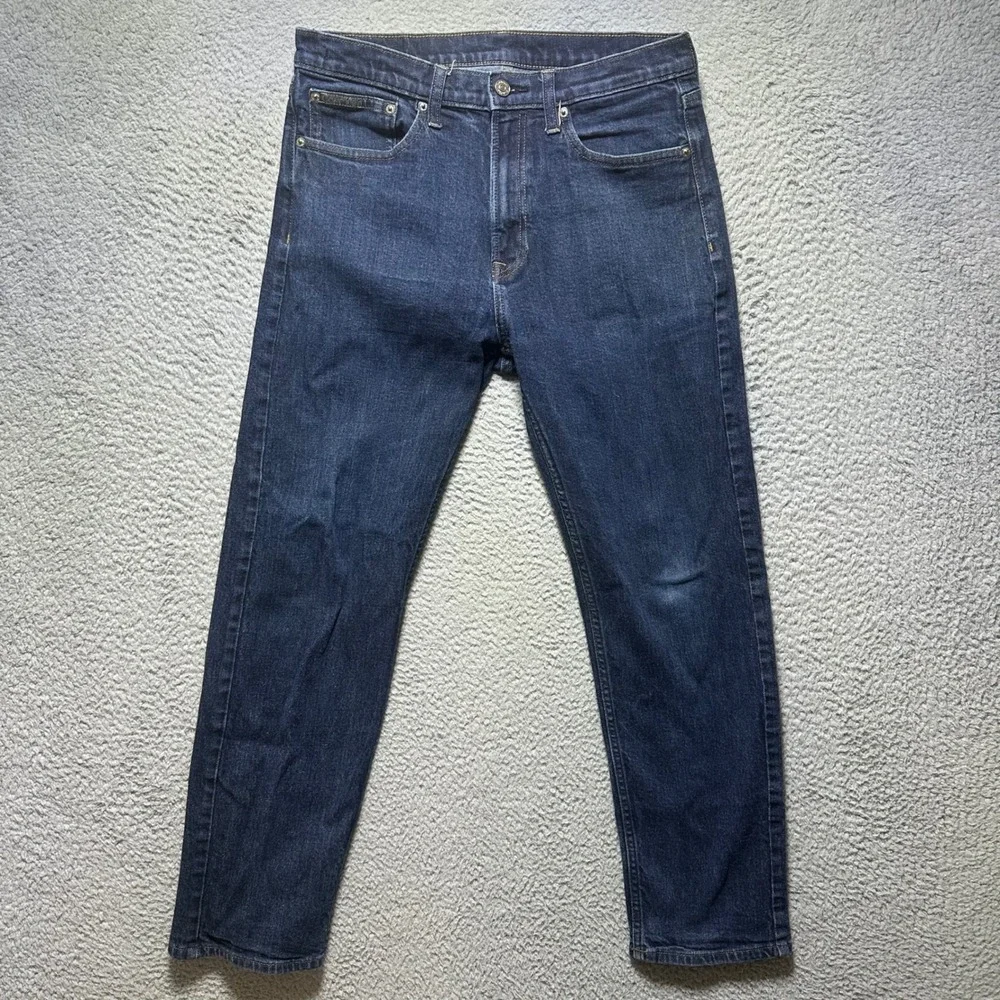 Calvin Klein Mens Standard Straight Leg Dark Wash Jeans Blue‎ W32 L30