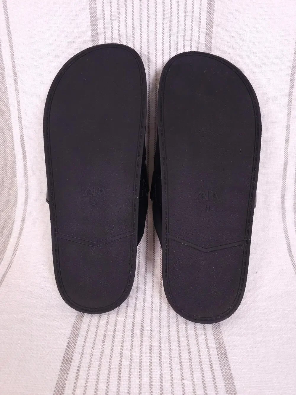 Zara Shoes Womens 10 Black Clogs Vegan Leather Mules Slide Cork Gold Toggle