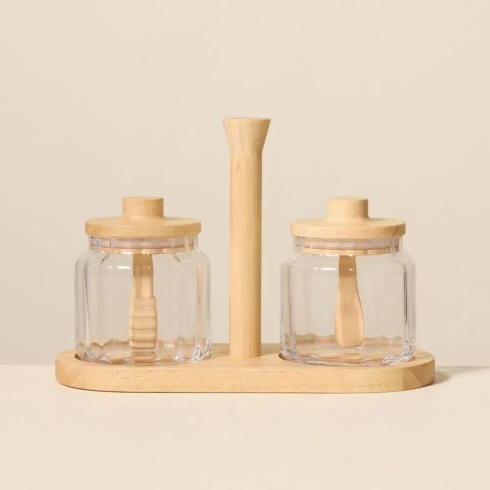 Glass Honey and Jam Serve Containers and Caddy - Hearth & Hand with Magnolia