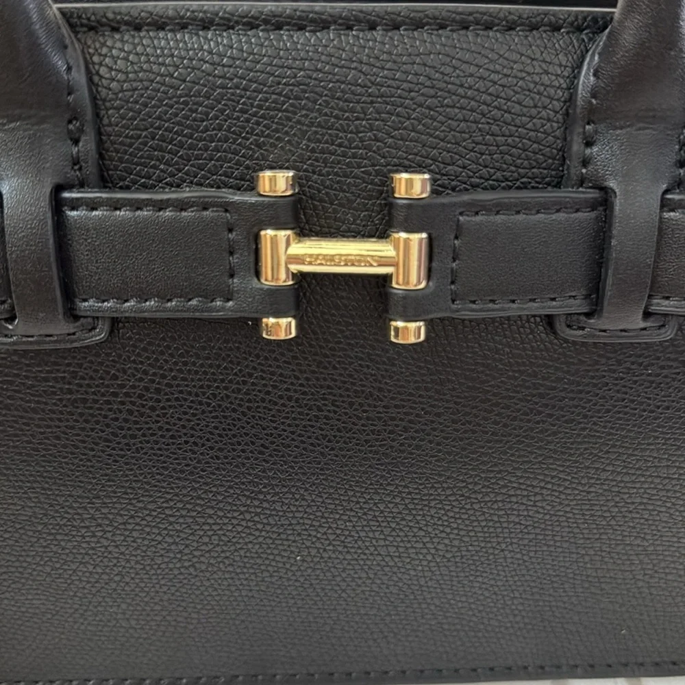 Halston Heritage H Jerry Classic Black Embossed Pebble Crossbody Satchel Bag