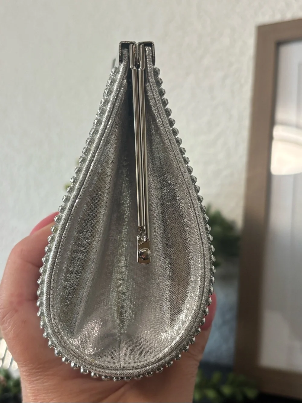 Silver Rhinestone & Bow Evening Clutch