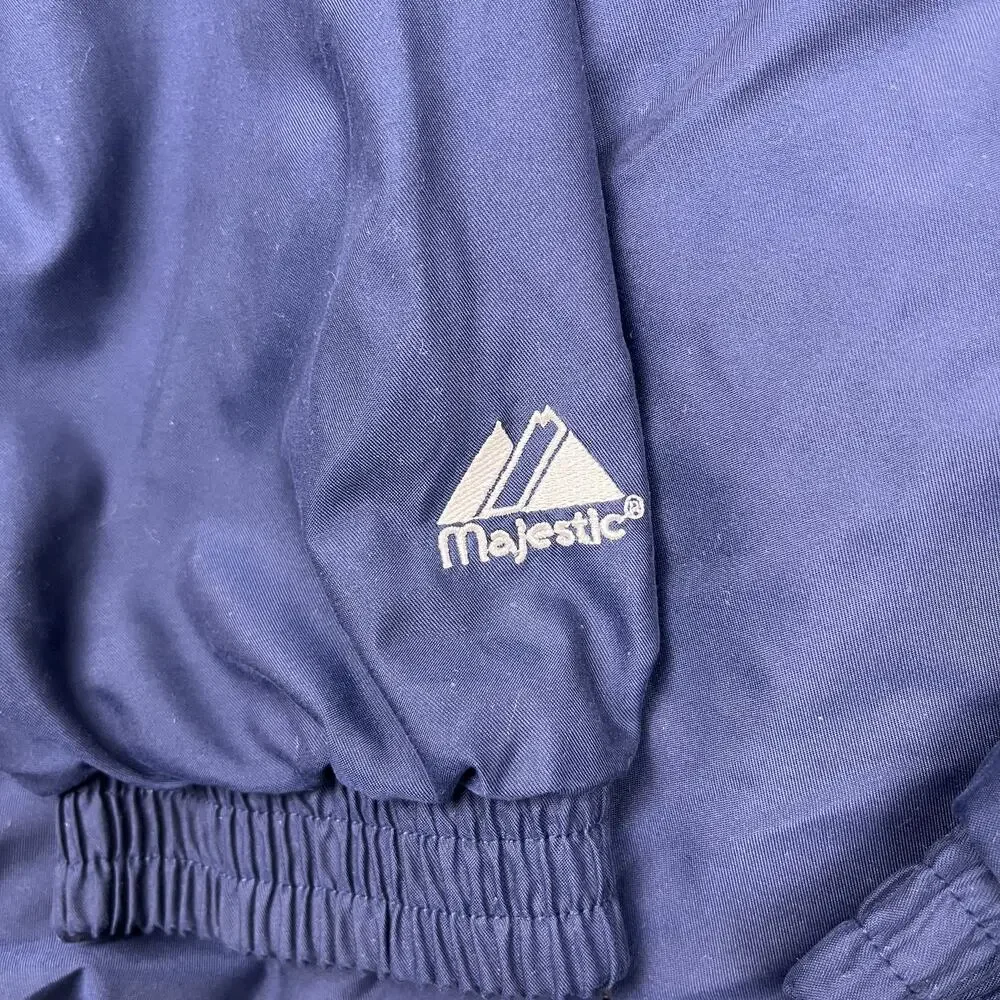 VTG Seattle‎ Mariners Majestic Pullover Jacket Windbreaker XL Blue 1/4 Zip MLB