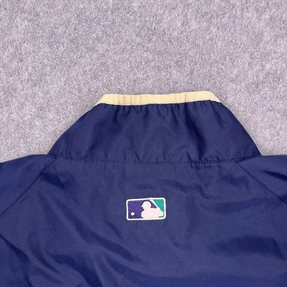 VTG Seattle‎ Mariners Majestic Pullover Jacket Windbreaker XL Blue 1/4 Zip MLB