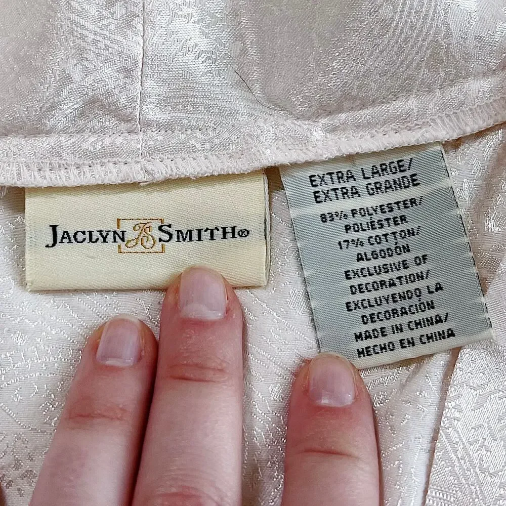 Vintage 90s Jaclyn Smith Pale Pink Satin Pajamas Plus Size XL 2X