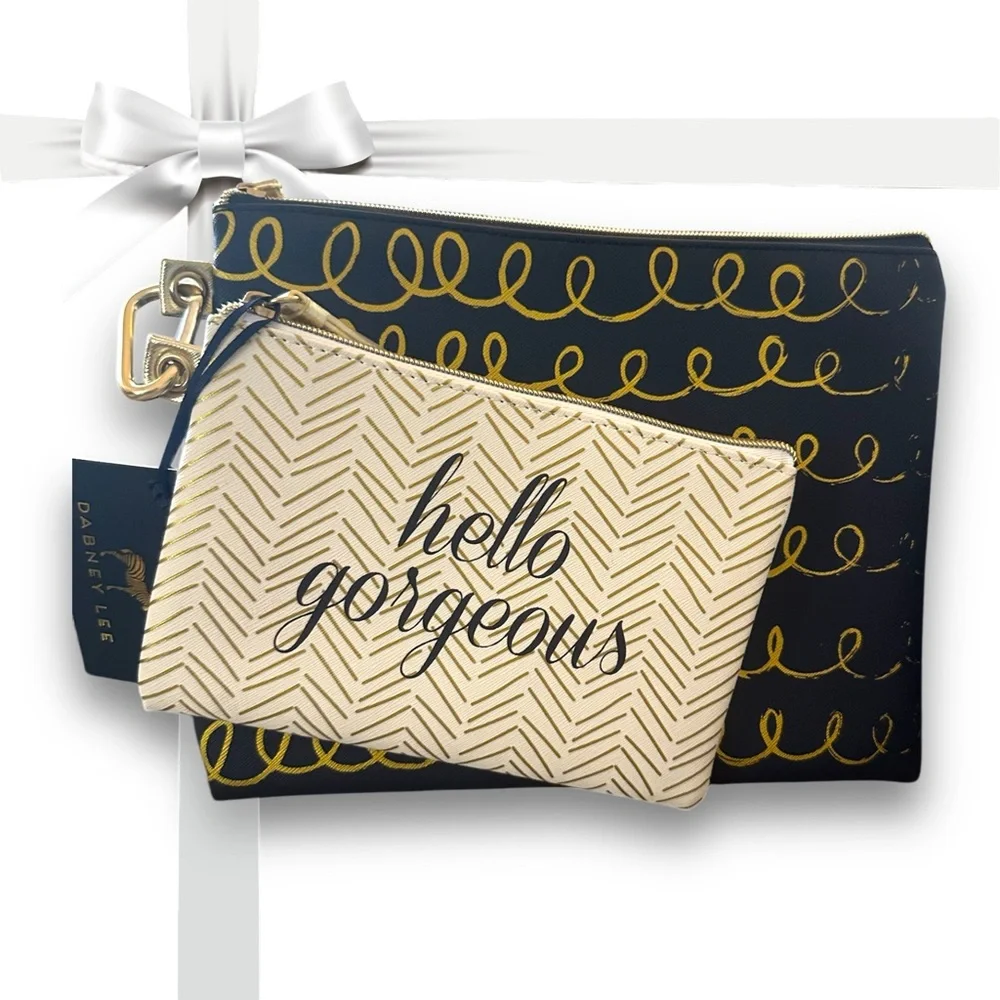 Dabney Lee New  Set! Matching Black & Gold‎ Pouch or Cosmetic Bag Set