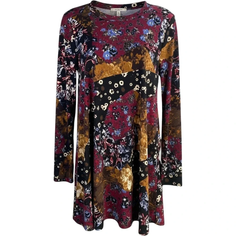 BCBGeneration Tunic Dress XS Patchwork‎ Whimsigoth Cottagecore Boho Mod Retro