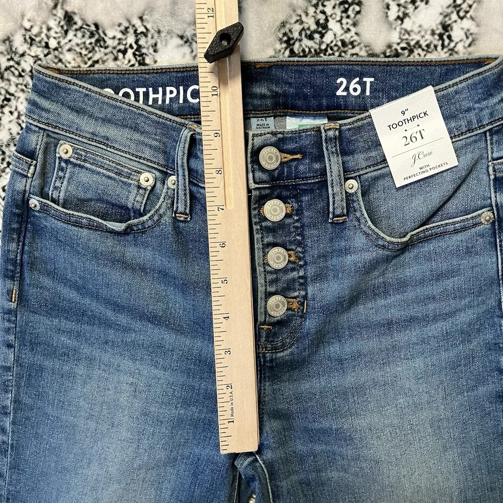 J Crew Jeans Womens‎ Size 26 Tall 9in Toothpick Button Fly Raw Hem Denim