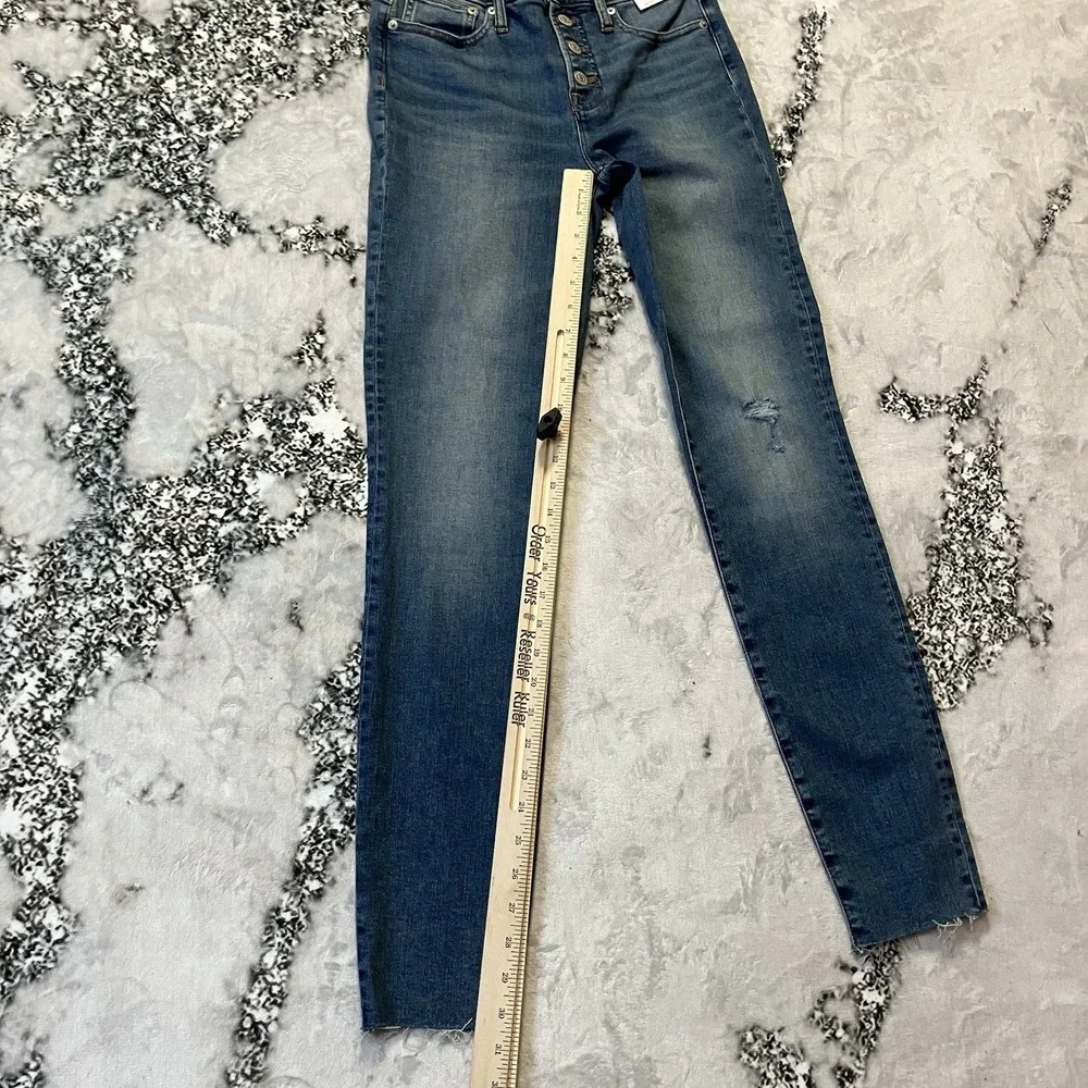 J Crew Jeans Womens‎ Size 26 Tall 9in Toothpick Button Fly Raw Hem Denim
