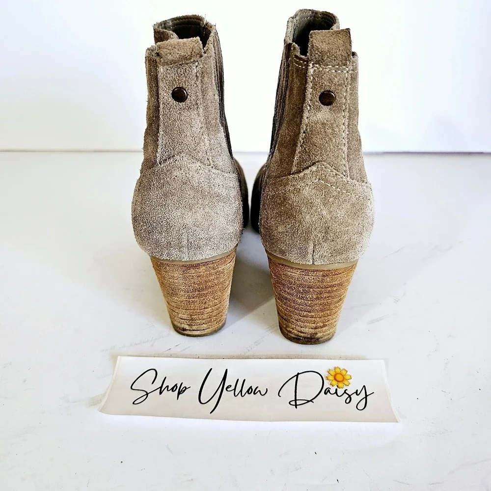 Fortini Chesney Taupe Suede Western Ankle‎ Boots Block Heel Cowgirl Boho Size 8