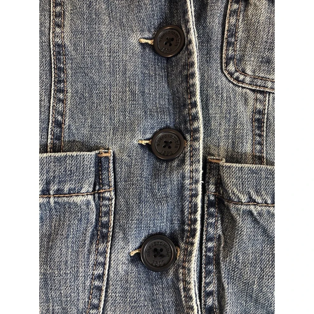 Abercrombie Jean Jacket Girls Large Denim Blue Medium Wash‎ Mild Distressed Kids
