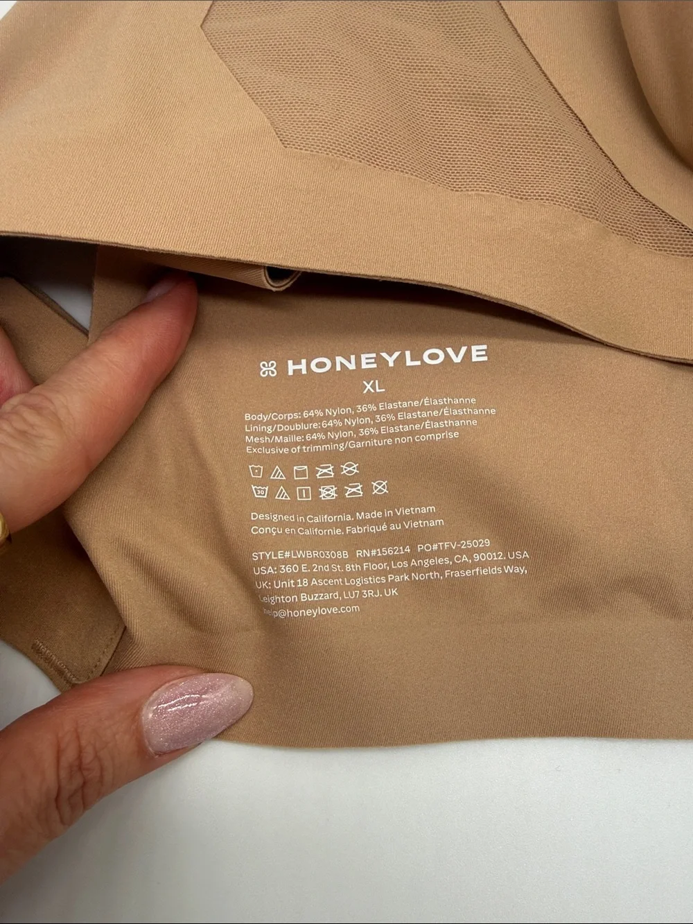 HoneyLove Crossover Adjustable Smoothing Bra In Sand Size XL