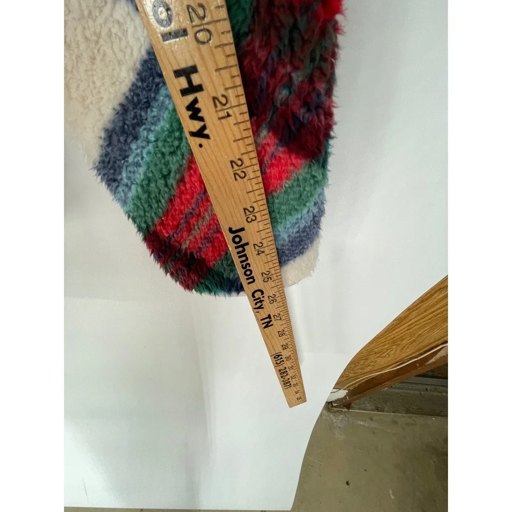 Talbots‎ Womens Pullover XL Sherpa Fleece Multicolor Plaid Shawl Zip