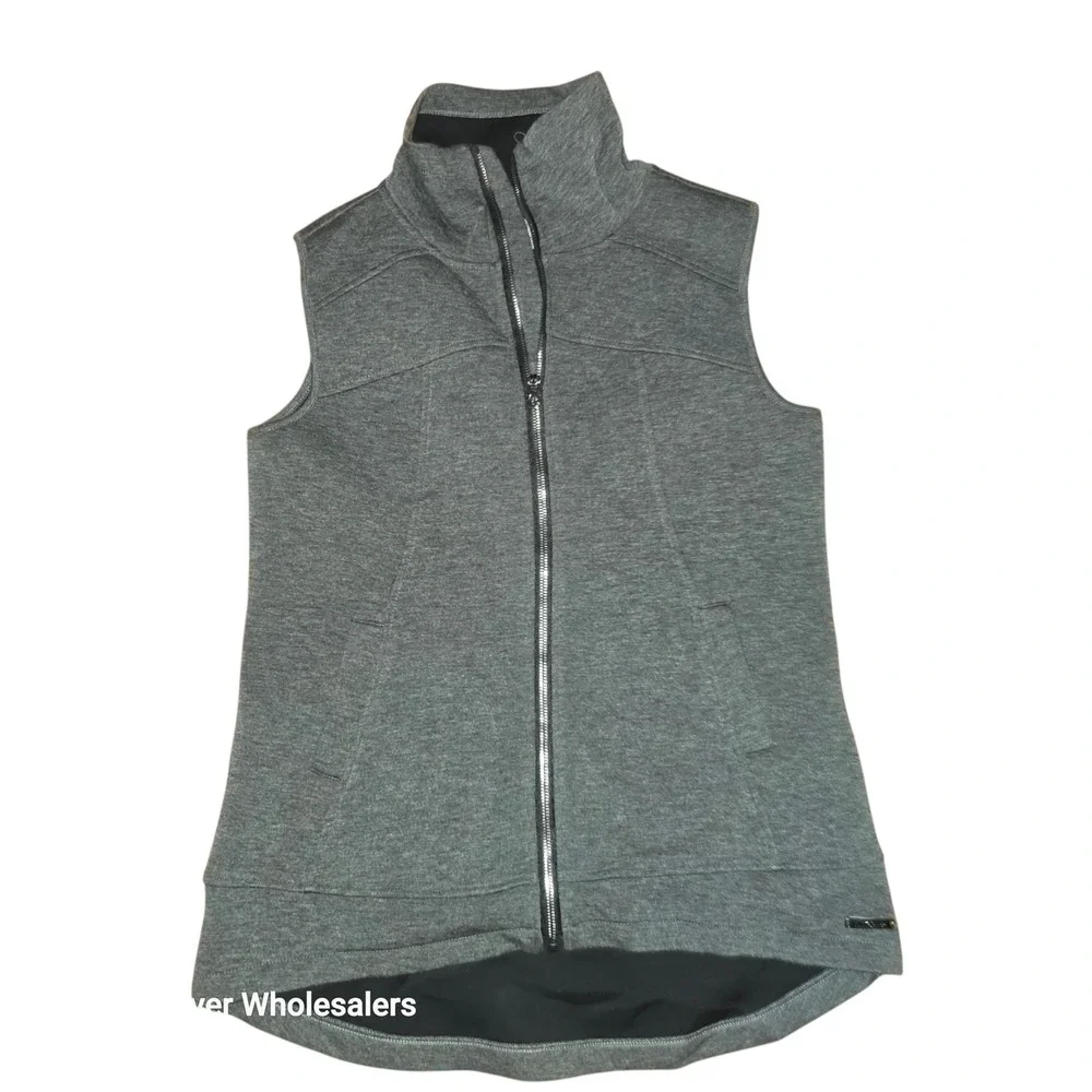 Betsey Johnson‎ Performance Vest Full Zip Mock Neck Sleeveless Gray L
