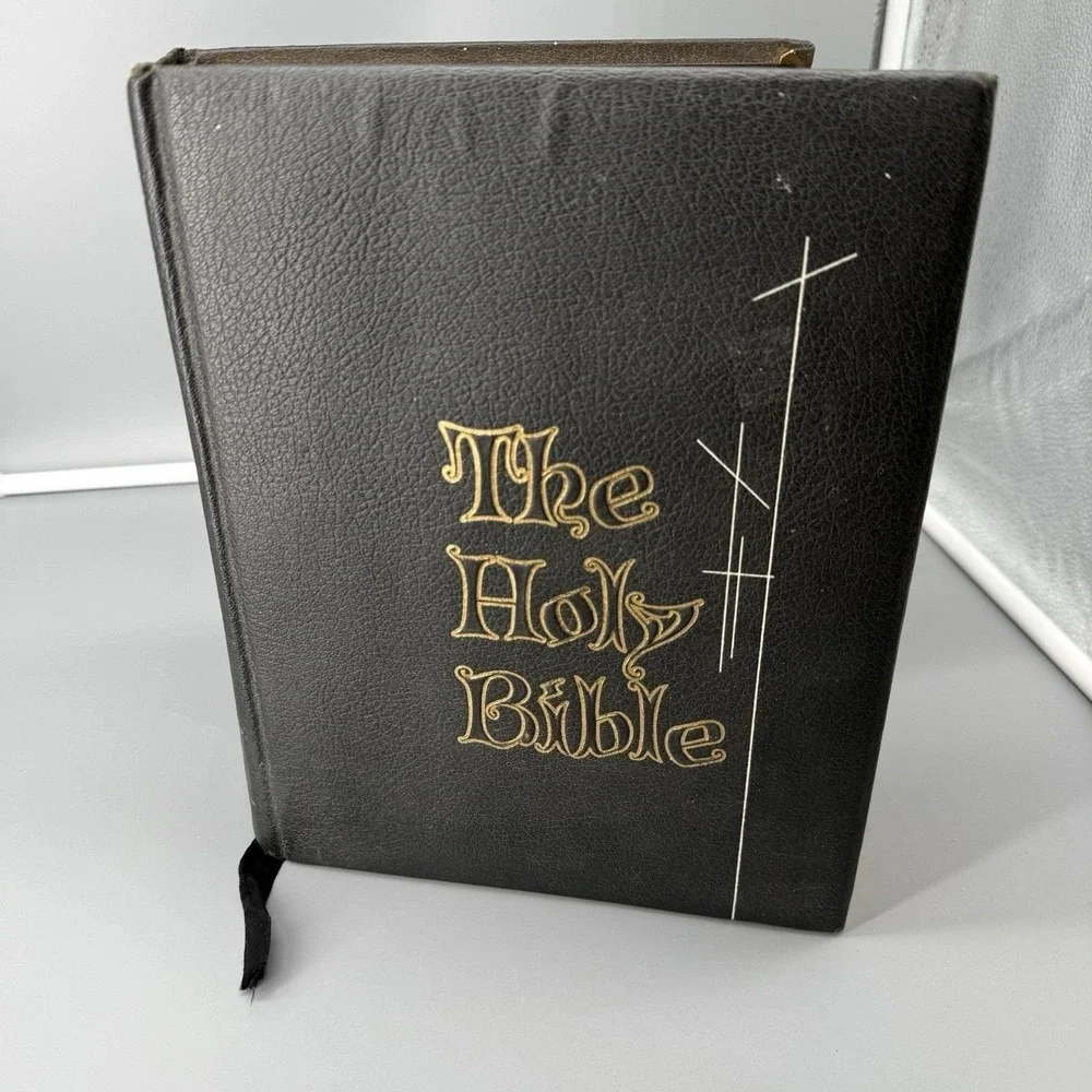 The Holy Bible Golden Rule Edition Vtg Family Bible Large Black Leather Cover‎