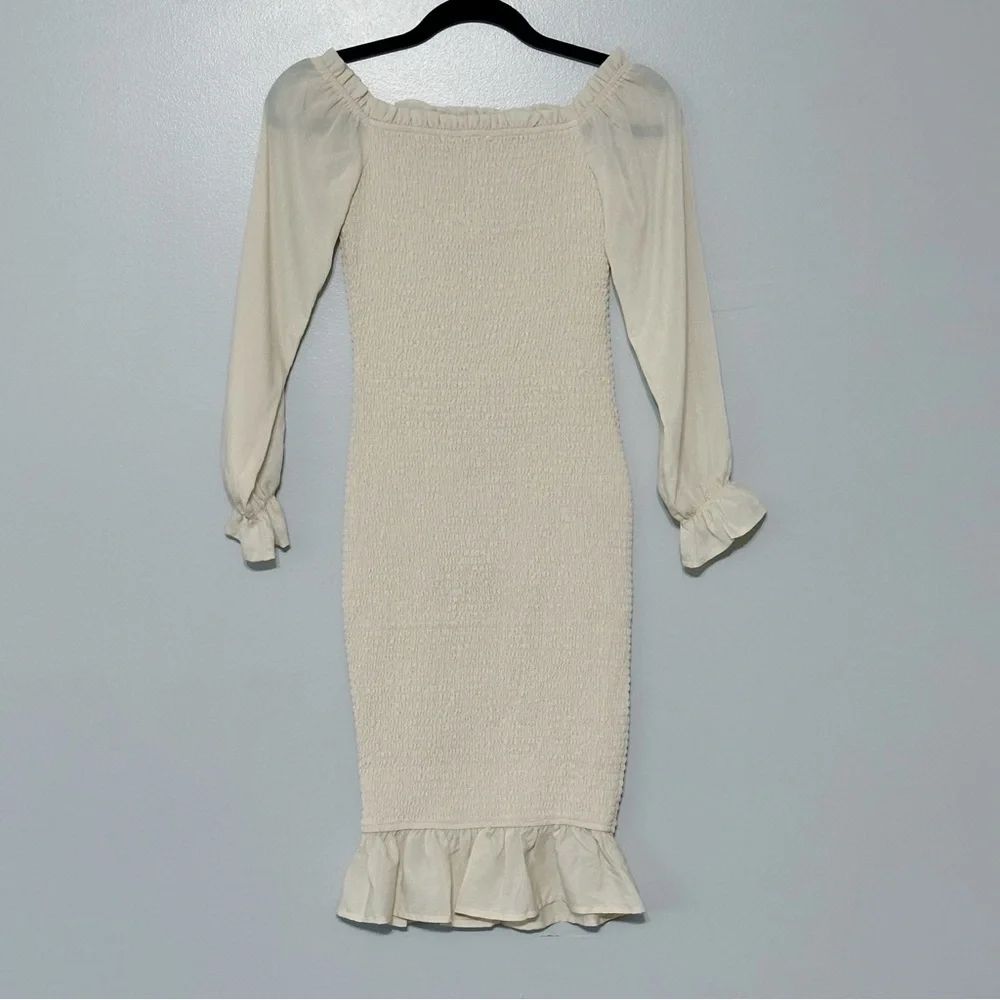 NWT baltic born esther smocked midi dress size x-small in‎ cream