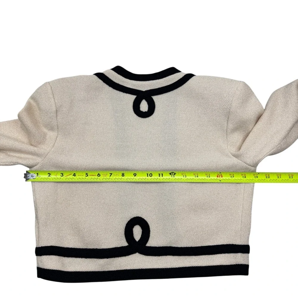 St John Bolero Jacket Womens 4 Cream‎ Black Vintage Santana Knit Cropped Shrug
