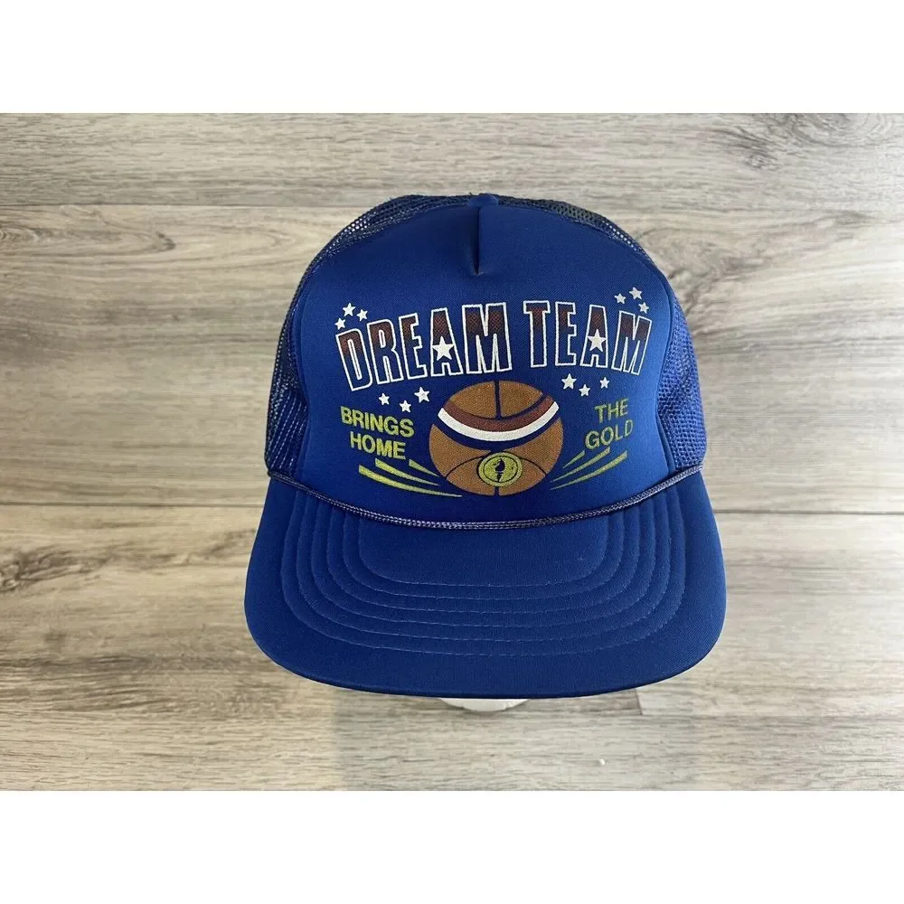 Vintage USA Basketball‎ Dream Team SnapBack Hat Cap Gold Medal Foam Rope Rare