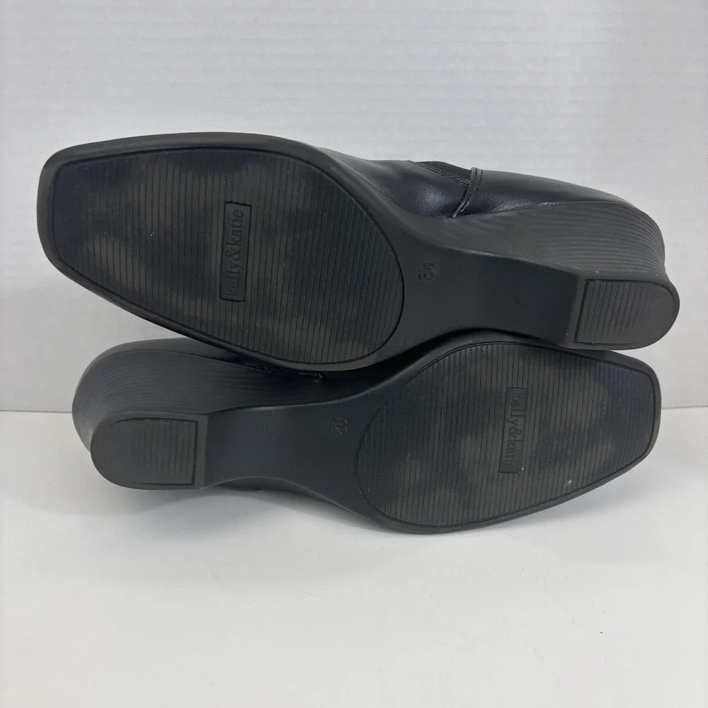 Kelly & Katie Wedge‎ Heel Shoes Womens Size 8.5 Black Pumps Buckle
