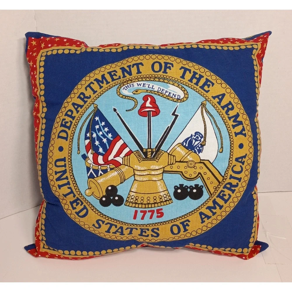 Vtg Handmade Pillow US Army Patriotic Americana Decor 16