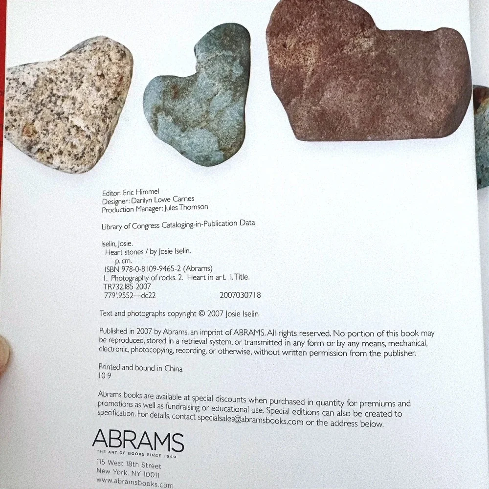 Heart‎ Stones by Josie Iselin Hardcover Photography Book 2007 Abrams Nature Art