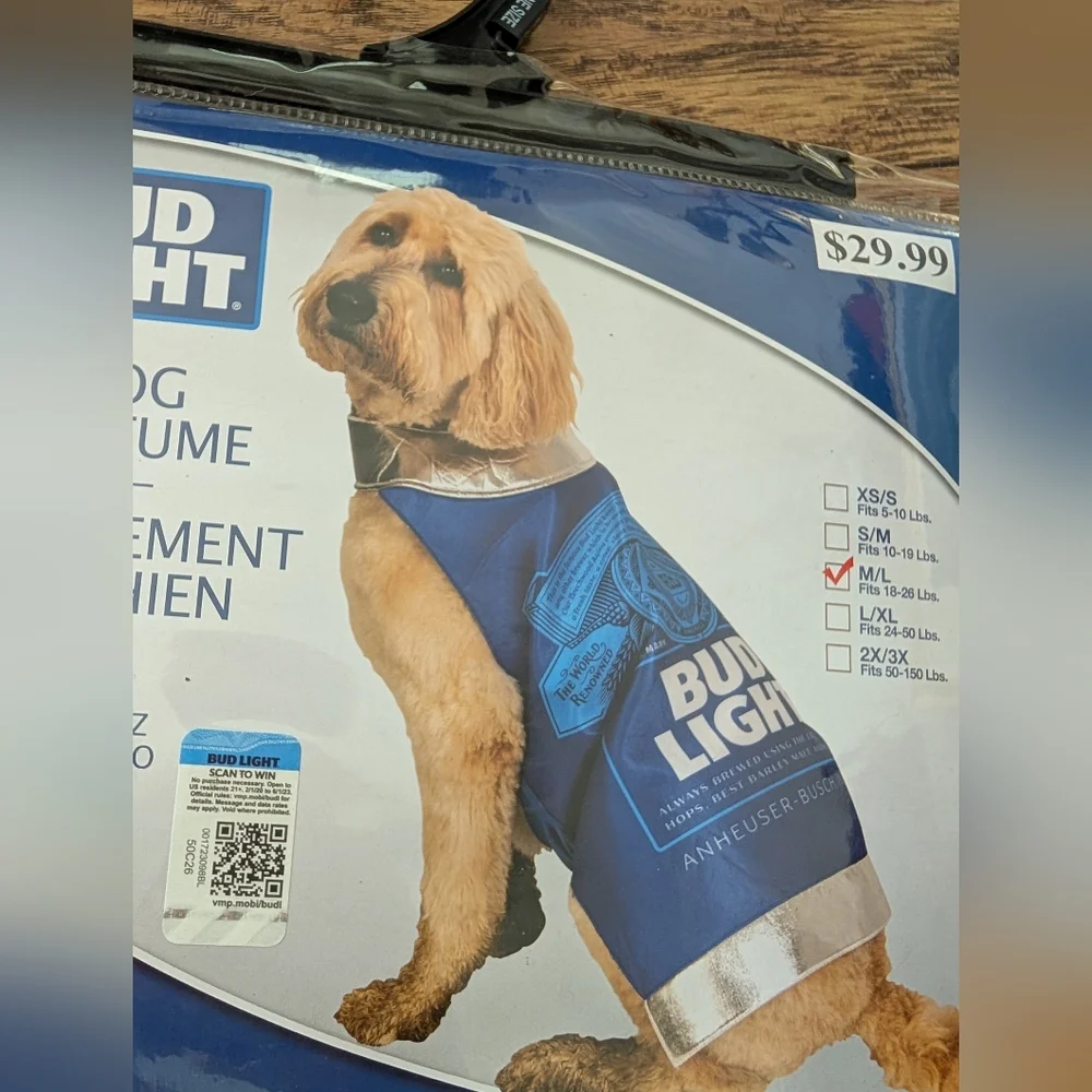 $ 💥3/$24‎ Bud Light Dog Costume
