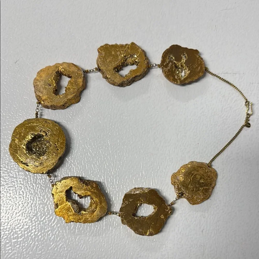 Gold Statement Necklace CHAN LUU - RARE Gold Stone Necklace - Beautiful Piece