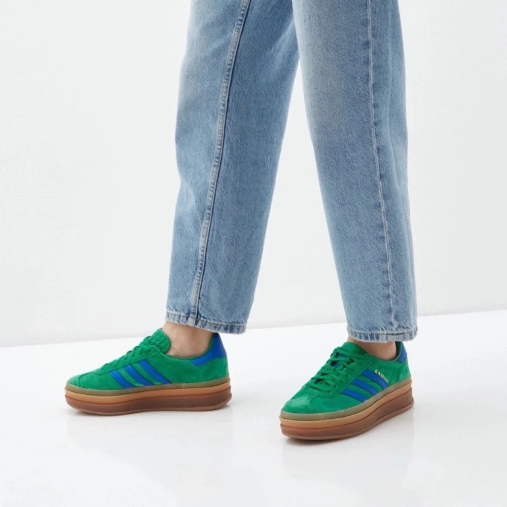 adidas Green and Blue Suede Platform Sneakers