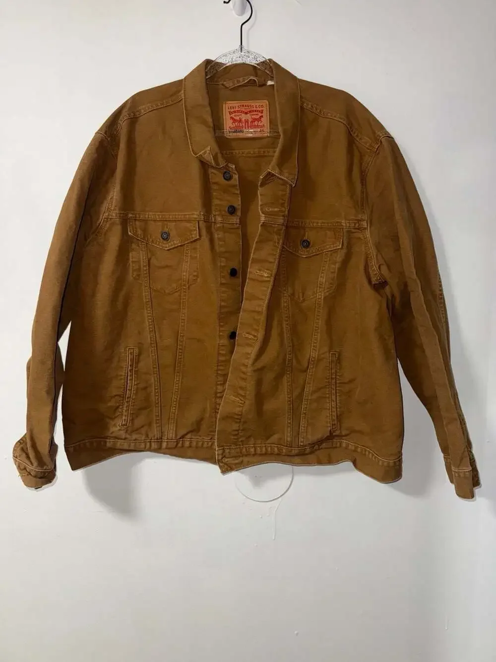 Levi's Trucker Jacket Brown Canvas Cotton Standard Size 3XL