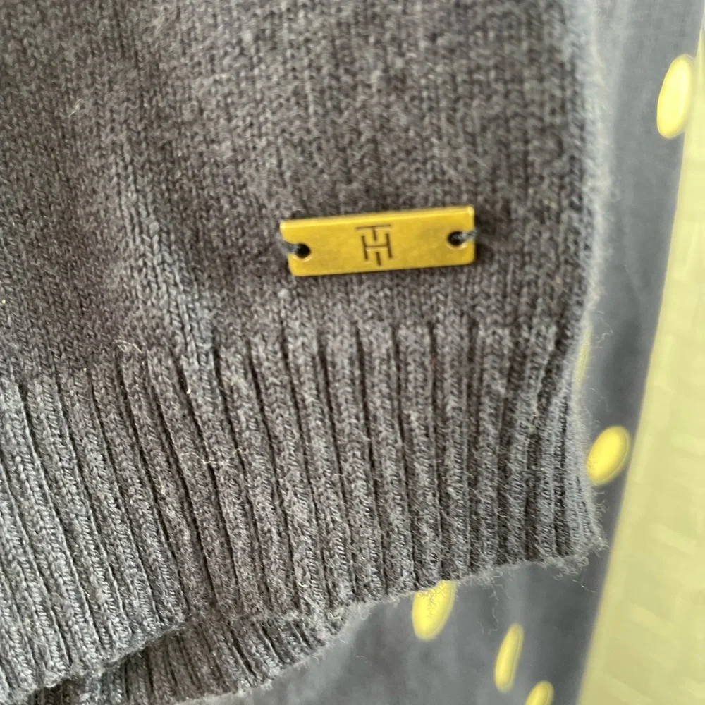 Tommy Hilfiger Dark‎ Blue Sweater Midi Dress with Gold Spots, Size M