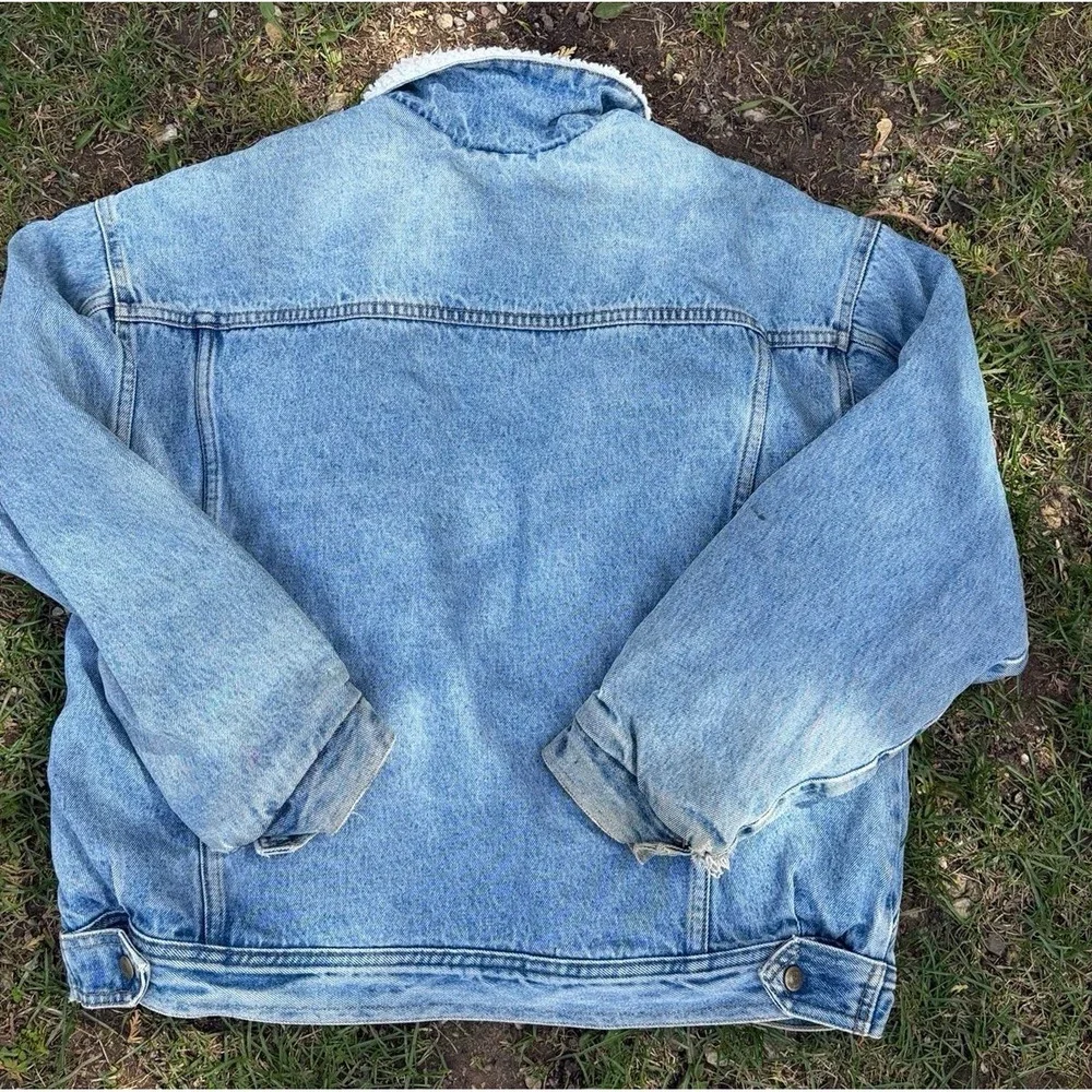Vintage Camel Denim Jacket Sherpa Lined Trucker Coat‎ Mens Large USA 90s