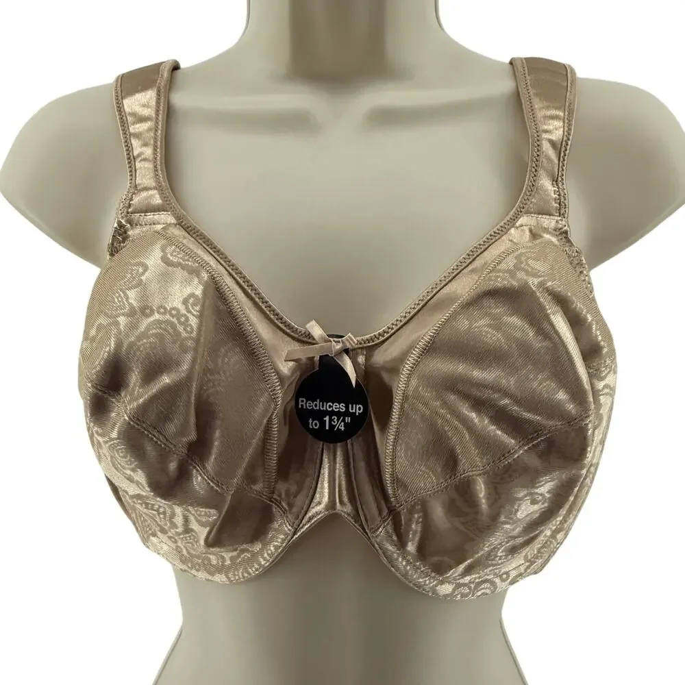 Bali Minimizer Satin Tracings Comfort Strap Underwire Bra 36D Beige