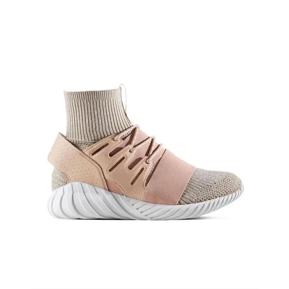 Adidas Tubular Doom Beige Pink Knit Ankle‎ Sock Sneakers 11.5
