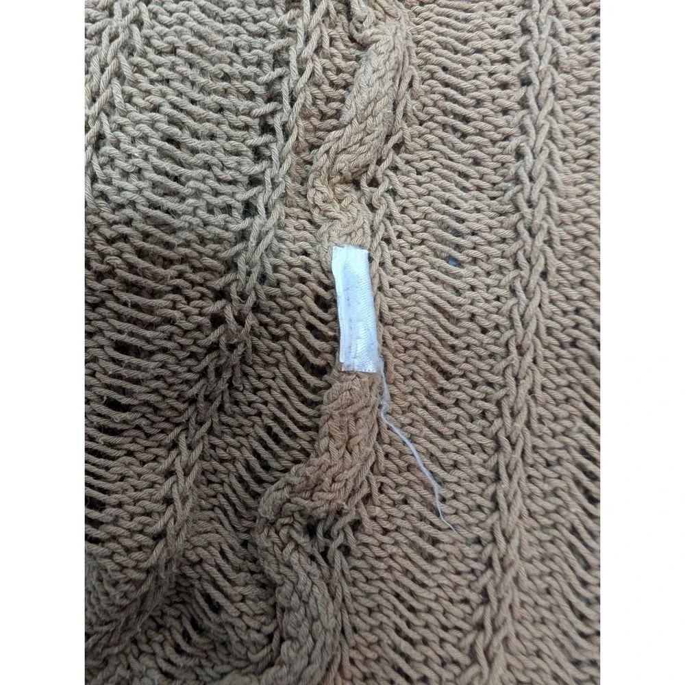 J. Jill Pointelle Knit Open Front Cardigan Sweater Womens M Pockets Coastal Boho