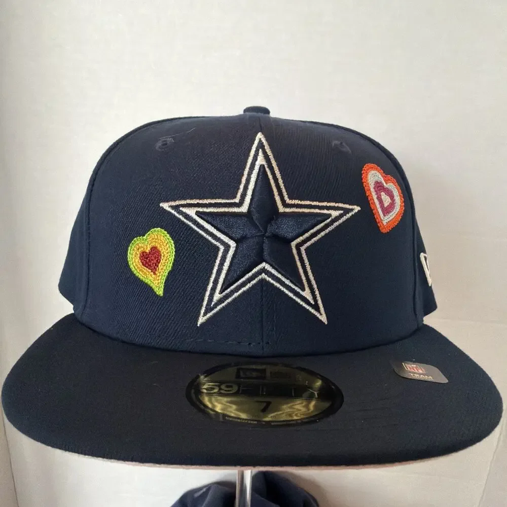 Dallas Cowboys Chain Stitch Heart New Era 59FIFTY Mens Size 7 Fitted Hat Cap