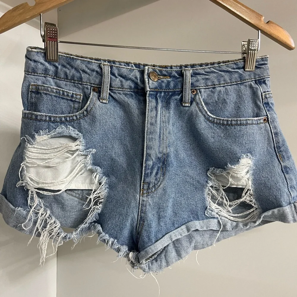 Forever 21 Blue Distressed Jean‎ Shorts