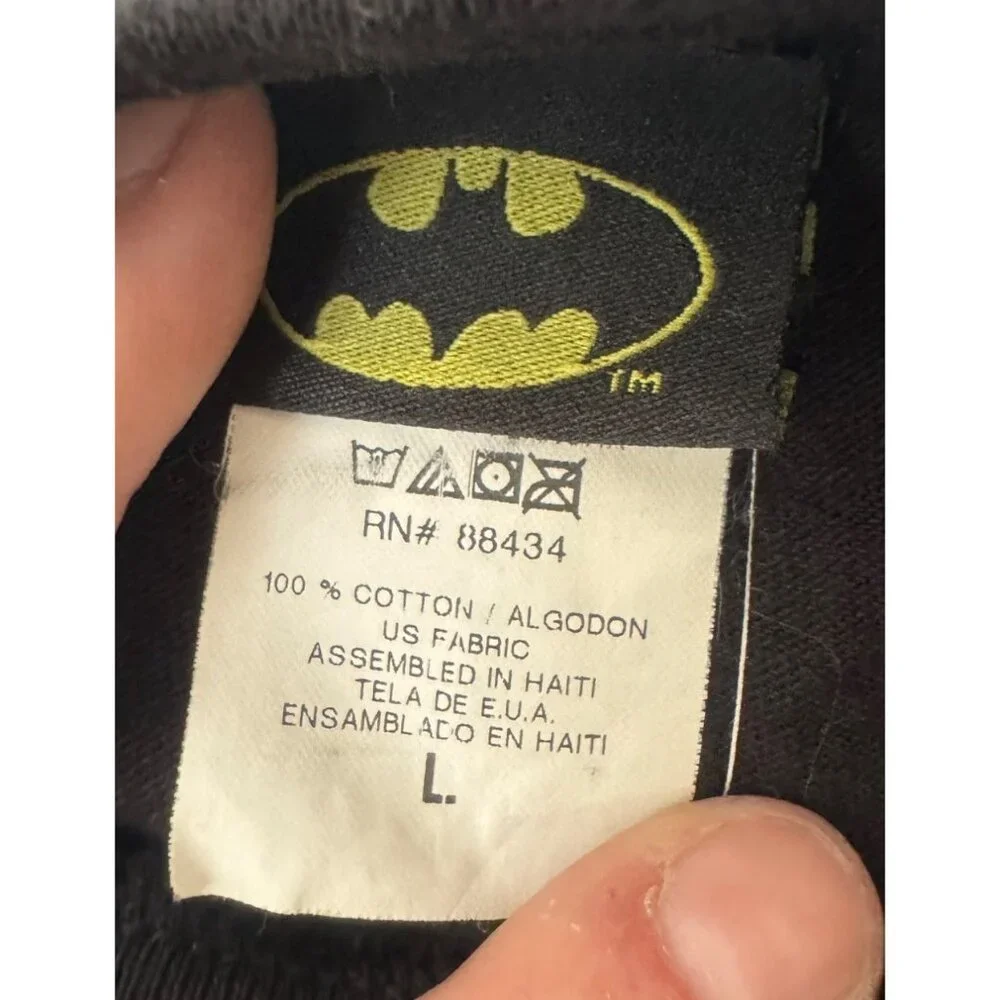 DC Comics Batman Boy's Large Black Long Sleeve Shirt Rubber textured Batman Logo