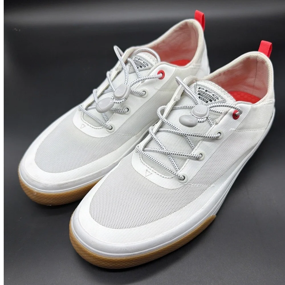 Columbia PFG Tamiami Women 9.5 Wide White Red Fishing‎ Boat Shoes BK1617-100