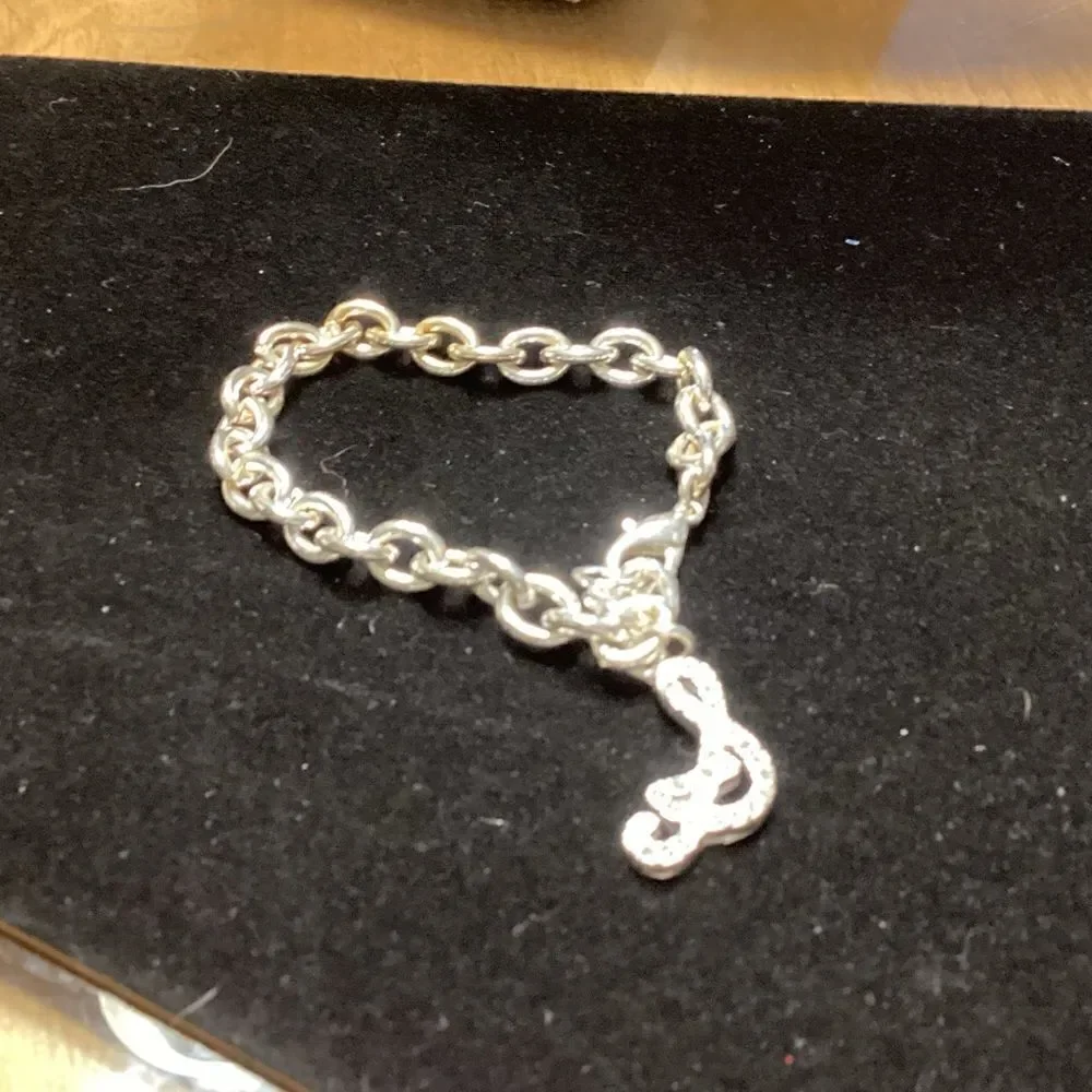Silvertone Link Bracelet with Symbol Charm