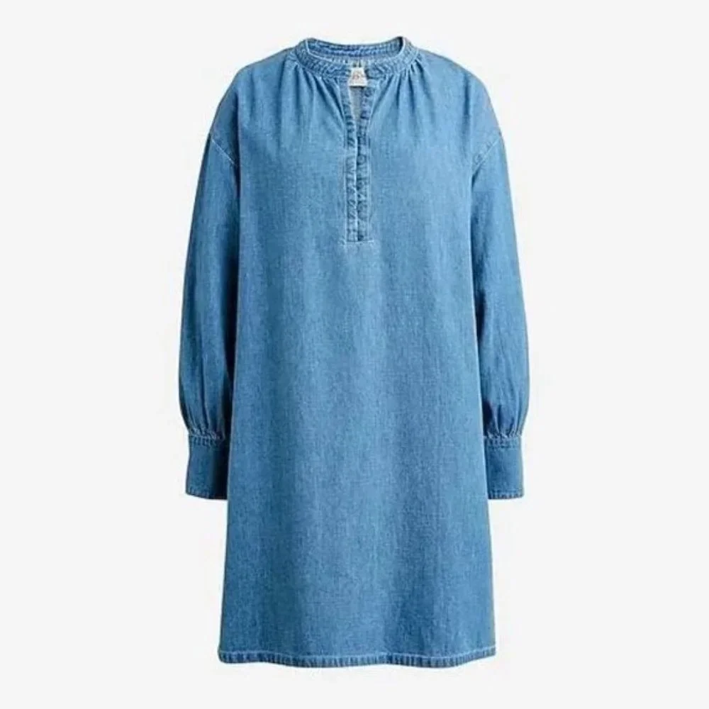 J. Crew Indigo button-up shift dress M