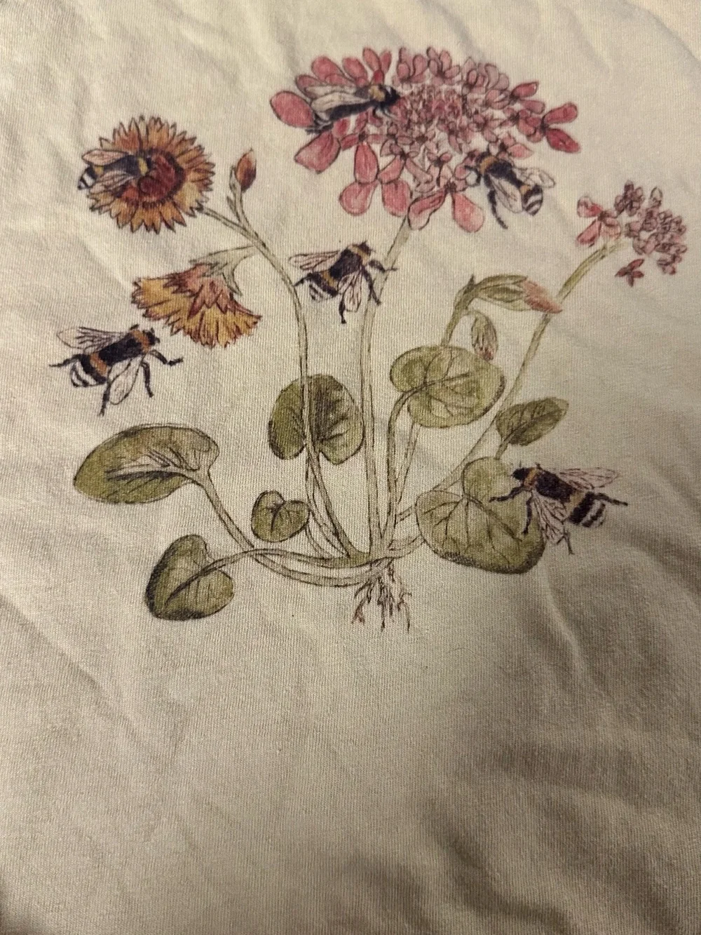 Yellow Floral Bee Graphic Short Sleeve Tee for Girls