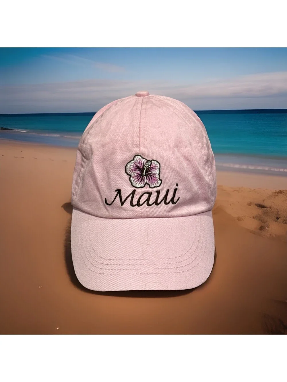 Maui Hawaiian Islands Pacific Beach Tropical Pink Flower Baseball Cap