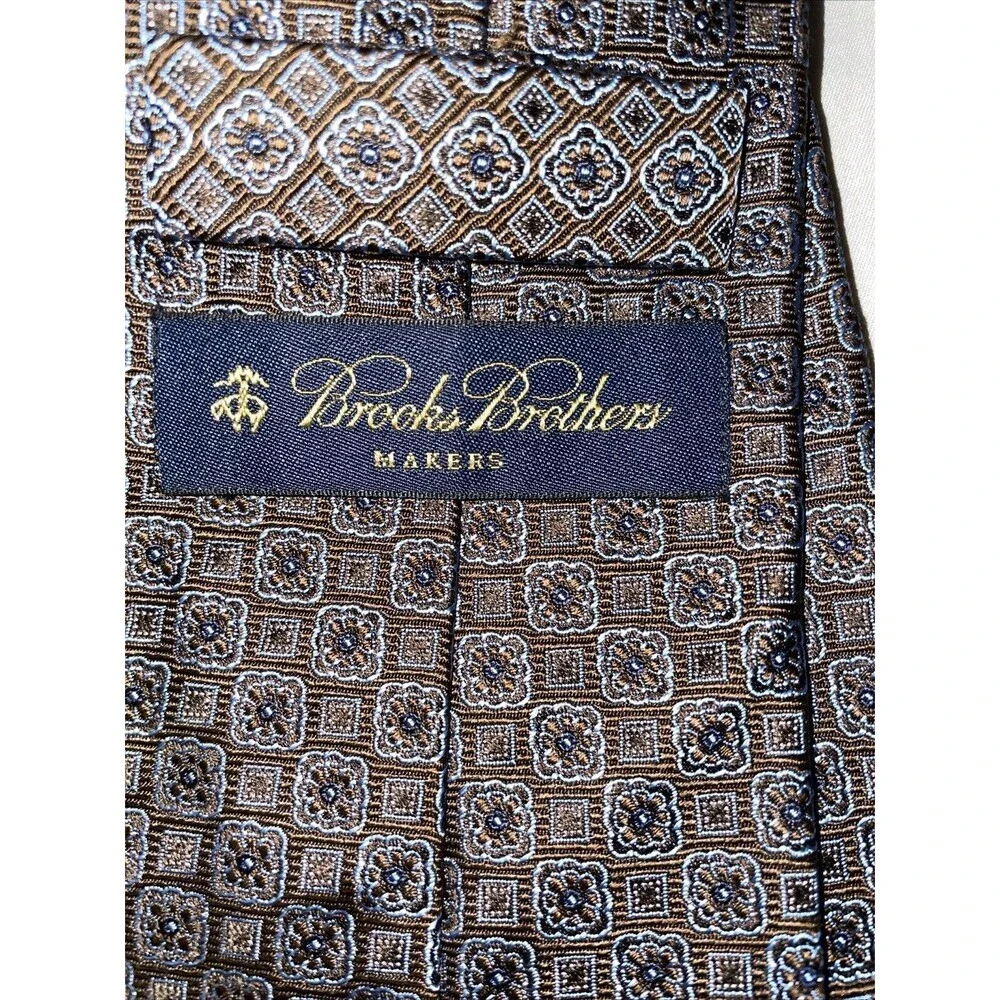 Brooks Brothers Makers Men’s Dress Tie Size 57” Blue Geometric Business Formal