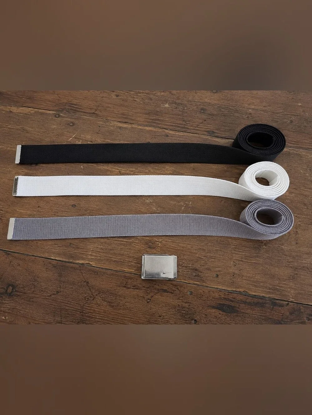 Nike 3-in-1 Web Belt Set Black White Gray Interchangeable Buckle 48