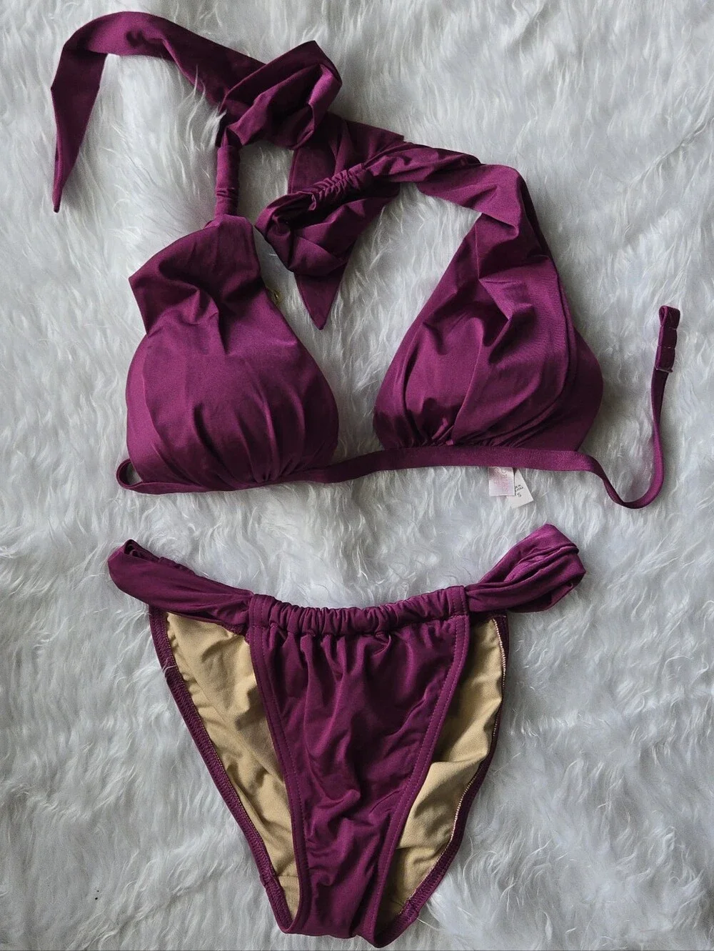 Victoria's Secret Plum Halter Bikini Set Adj Coverage Top And Bottom Sexy Baddie