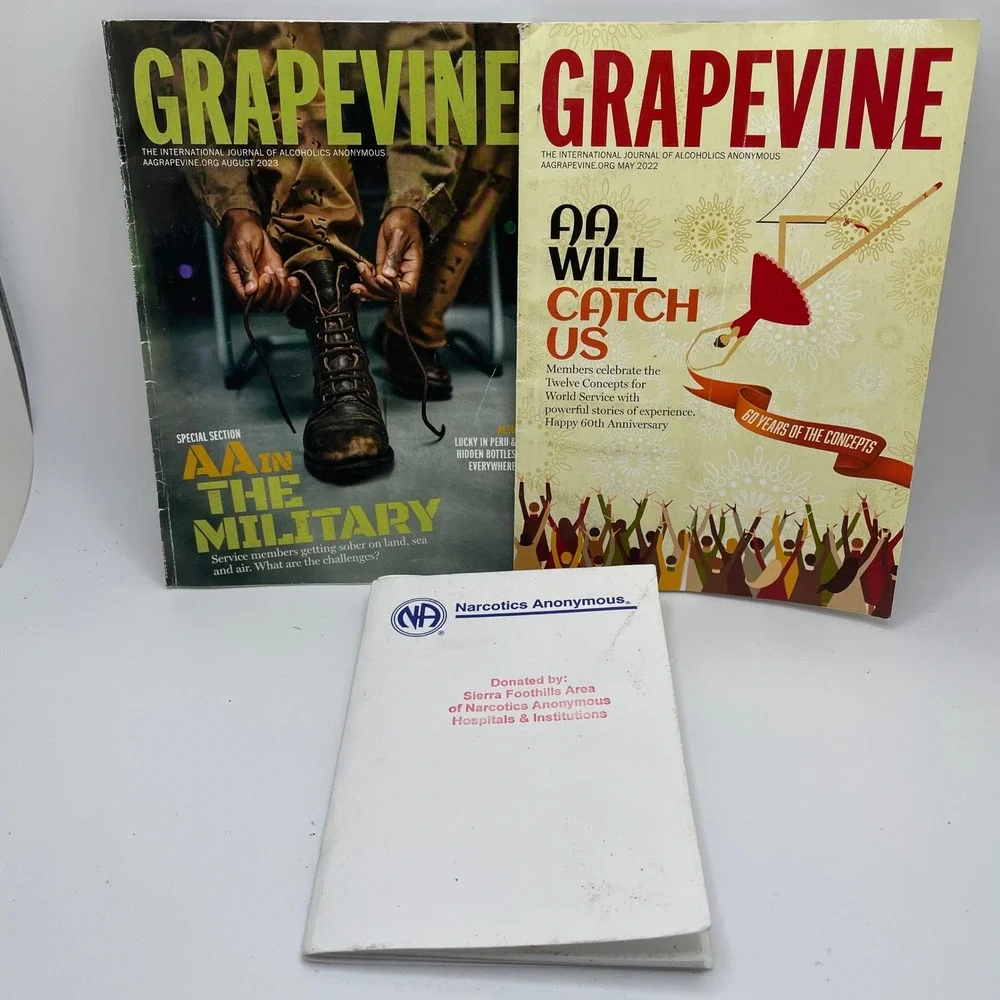 AA Grapevine Alcoholics Anonymous‎ Journal Magazine Lot Military & NA Pamphlet