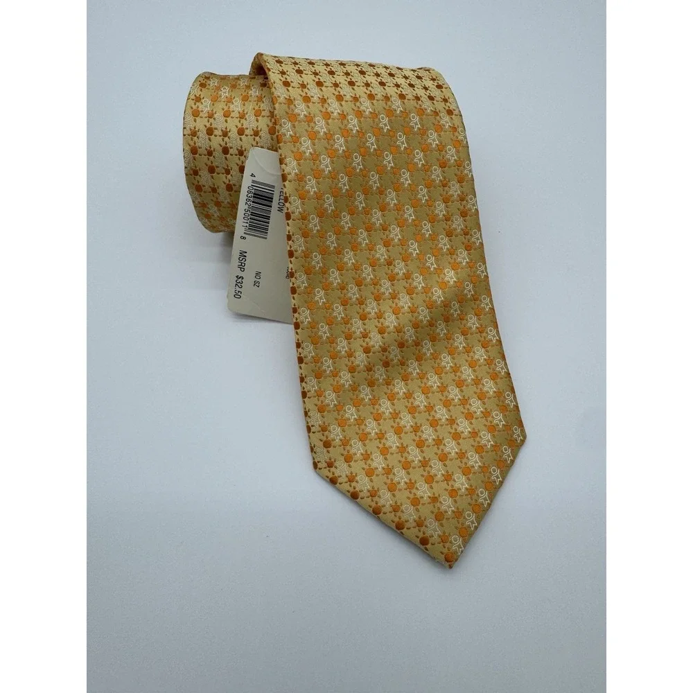IZOD Yellow Orange Geometric Silk Tie NWT Classic 57